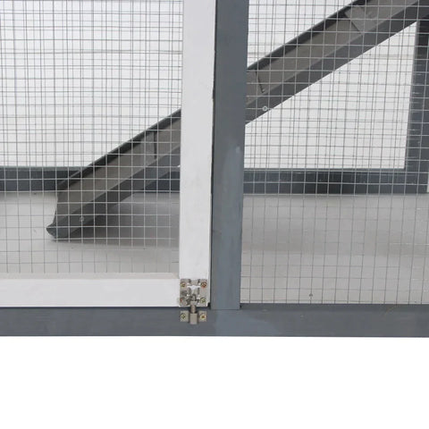 Rootz Rabbit Hutch - Dwarf Rabbit Hutch - Small Animal Hutch - Small Animal House - Small Animal Cage - Removable Floor - Fir Wood - Gray/Black/White - 122 x 62.6 x 92 cm