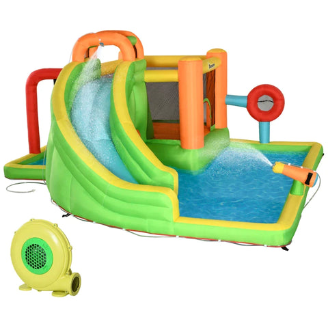 Rootz Inflatable Bouncy Castle With Slide - Bouncy Corner - 2 Water Pools - Punching Bag - Multicolored - 478 x 440 x 210cm
