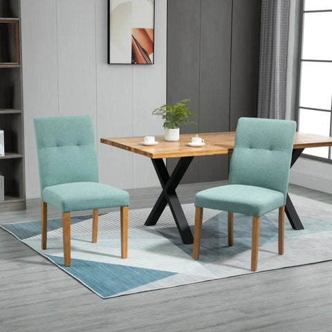 Rootz Dining Chair - Set Of 2 Dining Chairs - Dining Room Chair - Living Room Chair - Kitchen Chairs - Upholstered Chair - Retro Design Dining Chair - With Backrest - Green - 50 x 62 x 96 cm