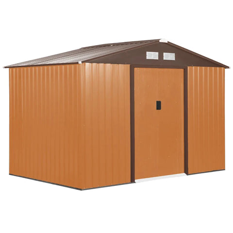 Rootz Garden Shed - Tool Shed - Metal Storage Shed With Sliding Doors - Outdoor Storage Shed With Foundation Ventilation - Yellow - 2.77 x 1.95 x 1.92cm