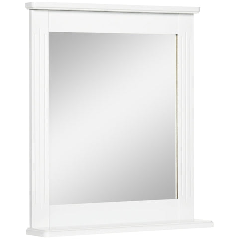 Rootz Wall Mirror - Bathroom Mirror - Wall Mirror With 1 Shelf - Modern Design - Space-saving - MDF - Glass - White - 55L x 12W x 64H cm