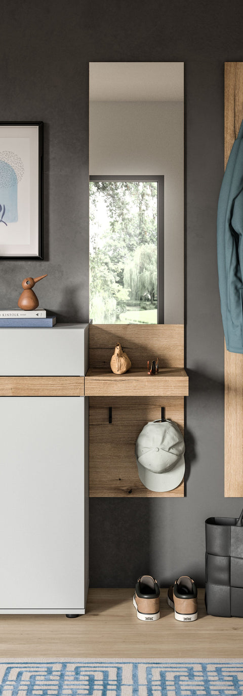 Rootz Wardrobe/Mirror Panel - Coat Rack - Wall Mount Entryway Storage - Easy Installation - 35 x 160 x 37 cm -  Brown Replica