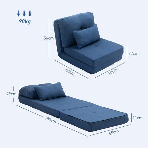 Rootz Floor Sofa Sleeping Armchair - Convertible Chair - Multifunctional Furniture - Adjustable Backrest - 220l x 60b x 15h cm