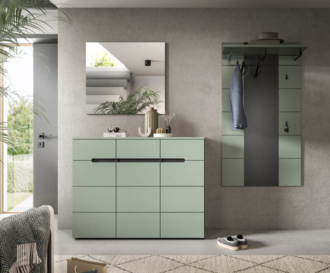 Rootz 3 Piece Wardrobe Combo - Hallway Organizer - Entryway Set - Green - Ample Storage - 215cm x 190cm x 37cm