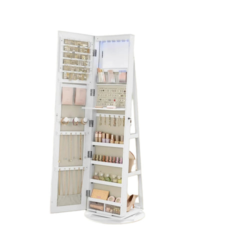 Rootz Jewelry Cabinet - Frameless Full Body Mirror - MDF Organizer - Spacious Storage - 54.5 x 54.5 x 162 cm