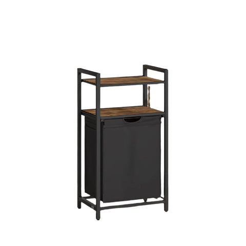 Rootz Laundry Collecting Basket - Laundry Collector - 2 Shelves - Removable Bag - Space Saver - 50x33x92cm