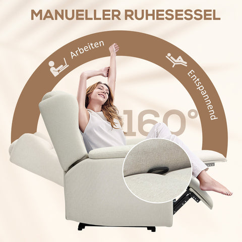 Rootz Relaxation Armchair - Adjustable Upholstery - Reclining Chair - 160° Tilt & Footrest - Comfort Padding - 80cm x 94cm x 101cm