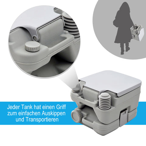 Rootz Outdoor Toilet - Portable Toilet - Camping Toilet - Easy Transport - 36cm x 42cm x 30cm - Waste & Flushing Tank