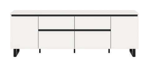 Rootz Lowboard - Media Cabinet - Storage Unit - Ample Storage - 188x65x36cm - White - Black Contrast