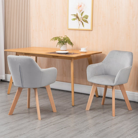 Rootz Set of 2 Modern Dining Room Chairs - Velvet Upholstered Chairs - Wooden Leg Chairs - Comfortable Seating - Sturdy and Stable - Elegant Design - 54cm x 57cm x 80cm
