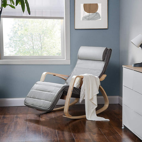 Rootz Rocking Chair - Relaxing Chair - Recliner Chair - Cotton Cover - Birch Wood - Foam Padding - 67cm x 115cm x 91cm