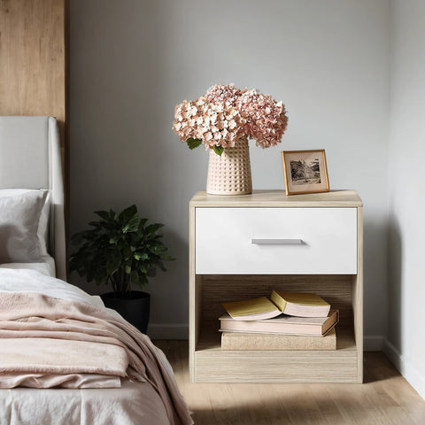 Rootz Bedside Table - Side Table - Nightstand - With Drawer - Stylish Storage Solution - 28 x 39 x 41 cm