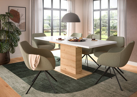 Rootz Extendable Dining Table - Dining Furniture - Brown & White Finish - Easy Adjustability - 150-190x76x80cm