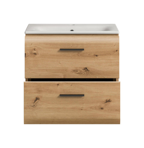 Rootz Vanity Unit with Sink - Bathroom Cabinet - Washstand - Organizes Storage - 60x55x46 cm - Brown