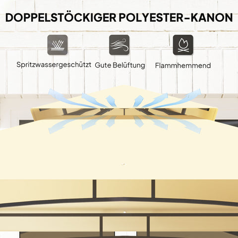 Rootz Grill Pavilion with LED - Garden Gazebo - BBQ Shelter - Water-Repellent & Flame-Retardant - 240 x 150 x 258 cm