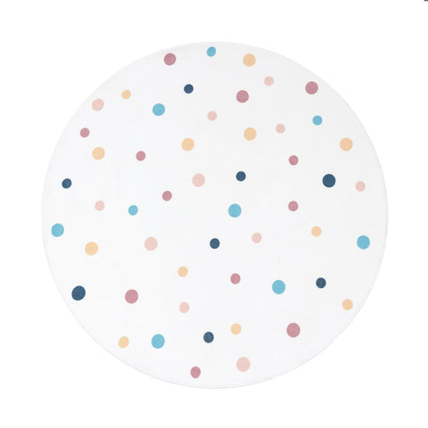Round Kids Rug – Short Pile – Playful Rainbow Motif – Soft & Durable Polyester