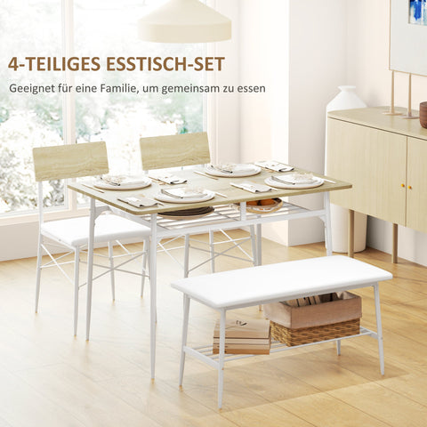 Rootz 4 Piece Dining Table Set - Kitchen Table - Dining Room Set - Padded Comfort - 110W x 70D x 75H cm Table, 40W x 50D x 80H cm Chairs