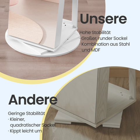 Rootz Jewelry Cabinet - Frameless Full Body Mirror - MDF Organizer - Spacious Storage - 54.5 x 54.5 x 162 cm