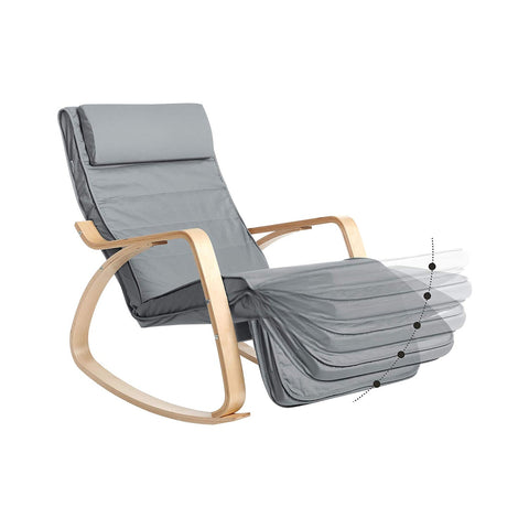 Rootz Rocking Chair - Relaxing Chair - Recliner Chair - Cotton Cover - Birch Wood - Foam Padding - 67cm x 115cm x 91cm