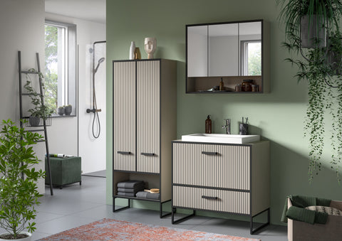 Rootz 3 Piece Bathroom Furniture Set - Vanity - Storage Cabinet - Easy Maintenance - 154cm x 192cm x 36cm