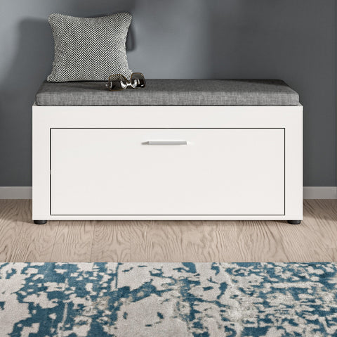 Rootz White Shoe Storage Bench - Entryway Organizer - Hallway Storage - 1 Height-Adjustable Shelf - 100cm x 44cm x 35cm