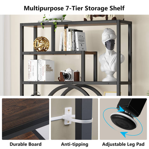 Rootz Industrial Bookshelf - Bookcase - Storage Shelf - Ample Storage - 110.00 cm W x 30.00 cm D x 184.00 cm H