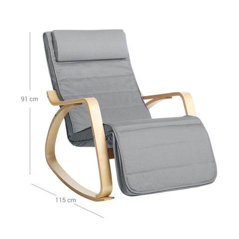 Rootz Rocking Chair - Relaxing Chair - Recliner Chair - Cotton Cover - Birch Wood - Foam Padding - 67cm x 115cm x 91cm