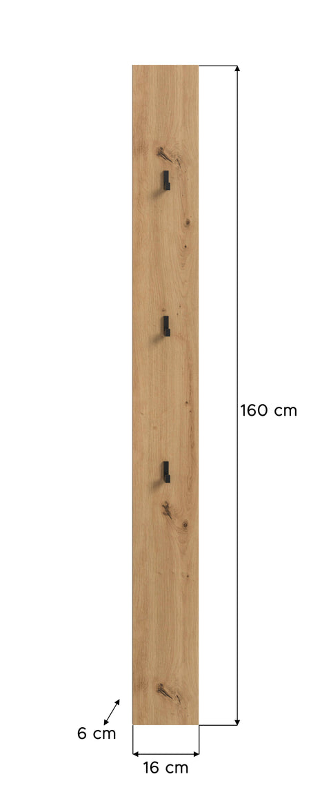 Rootz Wardrobe Panel - Coat Rack - Brown Easy Installation - 160cm x 13cm x 6cm - FSC Certified Wood