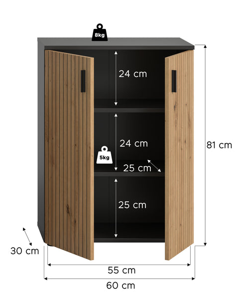 Rootz Bathroom Cabinet - Bathroom Storage - Compact Bathroom Unit - Ample Storage - 60x81x30cm
