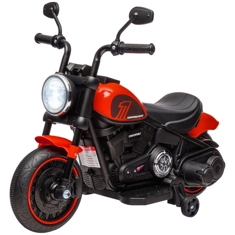 Rootz Kids Electric Motorcycle - Red+Black - Ride-On Toy - Headlight - Training Wheels - Develops Hand-Eye Coordination - 76cm x 42cm x 57cm
