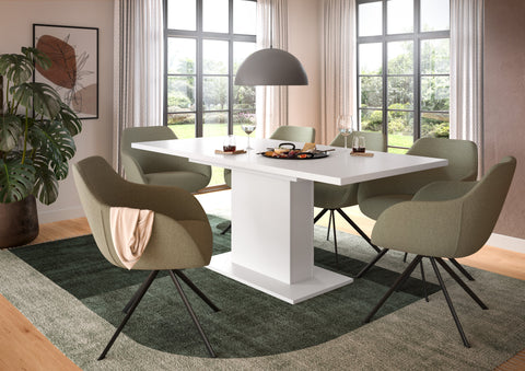 Rootz Extendable Dining Table - White - Chipboard Table - Durable & Easy Cleaning - 150-190cm x 76cm x 80cm