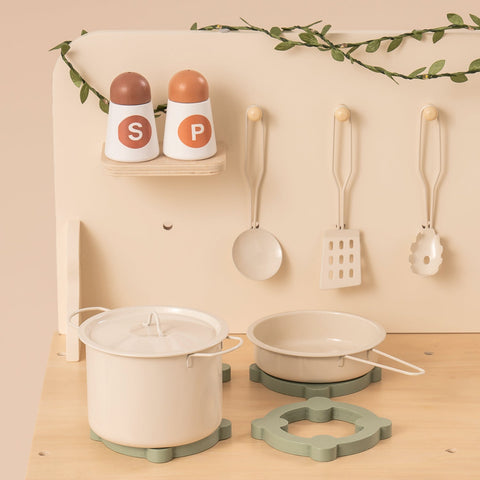 Rootz Rustic Wooden Play Kitchen - Kids Playset - Pretend Cooking Station - Enchanting Design - Sustainable Wood - 76 cm x 38 cm x 89 cm