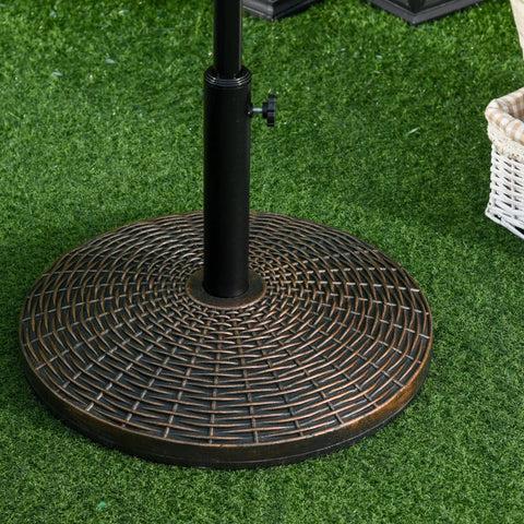 Rootz Parasol Stand - Umbrella Stand - Umbrella Holder - Umbrella Base - Rattan Look - Basket Stand - Plastic + Cement - Antique Bronze - Ø53 x H40 cm