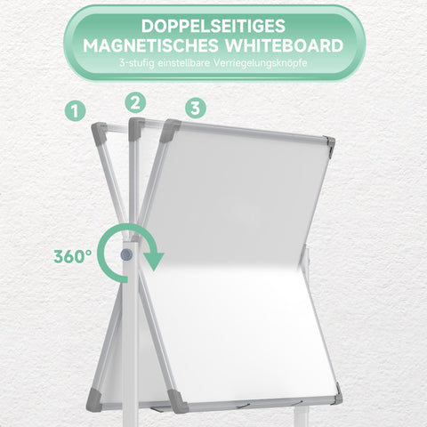 Rootz Mobile Magnetic Whiteboard - Rotatable Teaching Board - Writing Display - 360° Flexibility - 120 x 90 cm