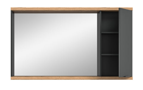 Rootz Mirror Cabinet - Vanity Cabinet - Grey Storage - Ample Storage Space - 130x76x20 cm