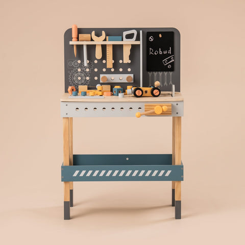 Rootz Wooden Tool Bench for Kids - Toddler Workbench - Children's Tool Set - Educational & Fun - Safe Materials - Complete Tool Set - 61 x 35,5 x 76 cm