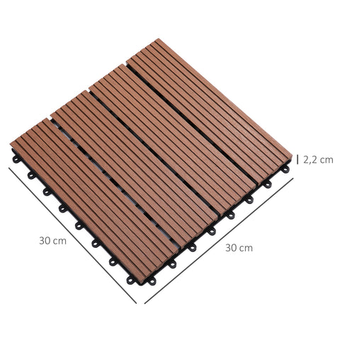 Rootz 11 Piece Set Garden Tiles - Pool Tiles - Outdoor Tiles - Non-Slip & Weatherproof - HDPE - 30cm x 30cm x 2.2cm