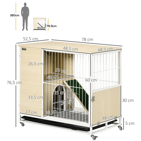 Rootz Rabbit Cage Hutch - Rabbit Home on Wheels - Small Pet House - Easy Clean Tray - 78cm x 52.5cm x 76.5cm