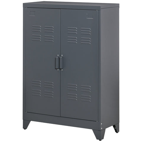 Rootz Metal Storage Cabinet Wardrobe - File Cabinet - Office Cabinet - Industrial Style - Adjustable Shelves - 75cm x 33cm x 110cm