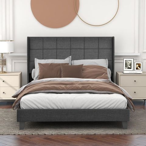 Rootz Double Bed with Headboard - Elegant Bed - Comfortable Bed - Optimal Support - 146L x 208W x 111H cm