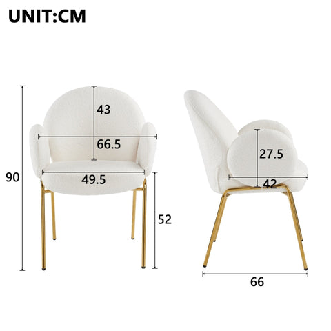 Rootz Set of 2 Teddy Fabric Armchairs - Comfy Seating - Plush Chairs - Ergonomic Support - 66L x 49.5W x 90H cm