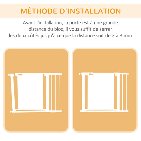 Rootz Stair Protection Grilles for Pets - Safety Gates - Barrier for Pets - Automatic Double Closure - Fits 75-103 cm Width - Grey
