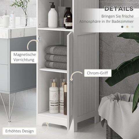 Rootz Tall Bathroom Cabinet - Storage Cabinet - Bathroom Organizer - High-Quality Painted Chipboard - Ample Storage Space - Versatile Design - 40cm x 38cm x 160cm