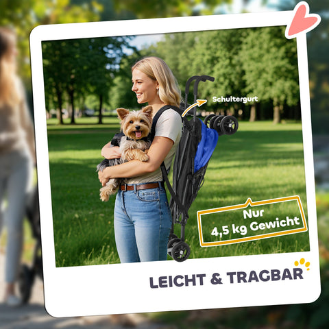 Rootz Pet Car - Dog Carrier - Cat Stroller - Safety with Power Windows - 76L x 44B x 103H cm - Blue