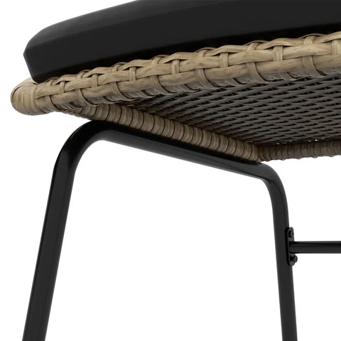 Rootz Garden Furniture Set - Rattan Patio Set - 2 Armchairs - Seat Cushions - 1 Round Table Ø60 Cm - PE Rattan-Polyester - Black-Yellow - 43W x 45D cm