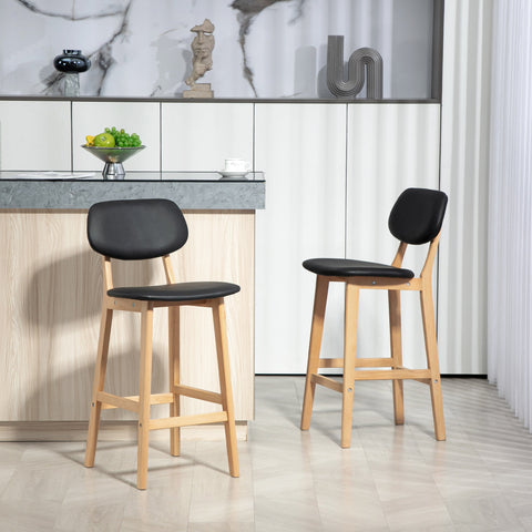 Rootz Set of 2 Bar Stools - High Chairs - Seating Stools - Comfortable Footrest - 42W x 47D x 92H cm