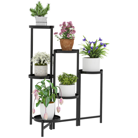 Rootz Flower Pot Stand - Plant Stand - Corner Plant Rack - Adjustable Levels - Rust Resistant Metal - 60l x 40b x 80H cm
