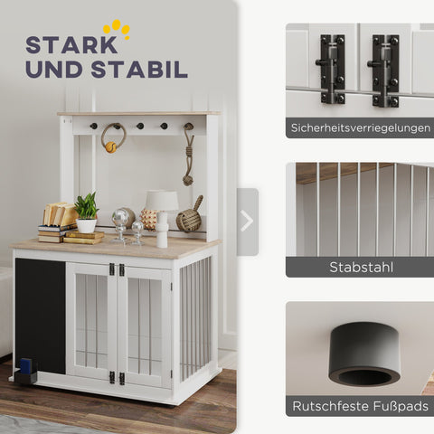 Rootz Dog Crate with Toy Storage – Pet Cage – Dog Kennel – Includes Leash Hooks & Writing Board – 98cm x 65cm x 150cm for Large Dogs