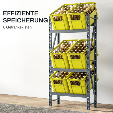 Rootz Drinks Crate Rack - Beer Crate Organizer - Beverage Storage Stand - Space-Saving - Adjustable Shelves - Sturdy Steel - 80cm x 30cm x 160cm