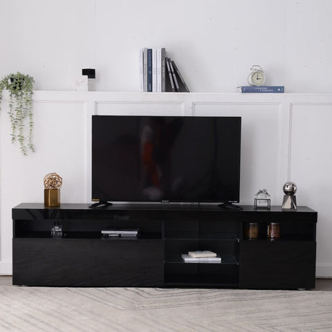 Rootz Modern TV Cabinet - Entertainment Stand - Media Console - Adjustable LED Lighting - 180L x 35W x 45H cm